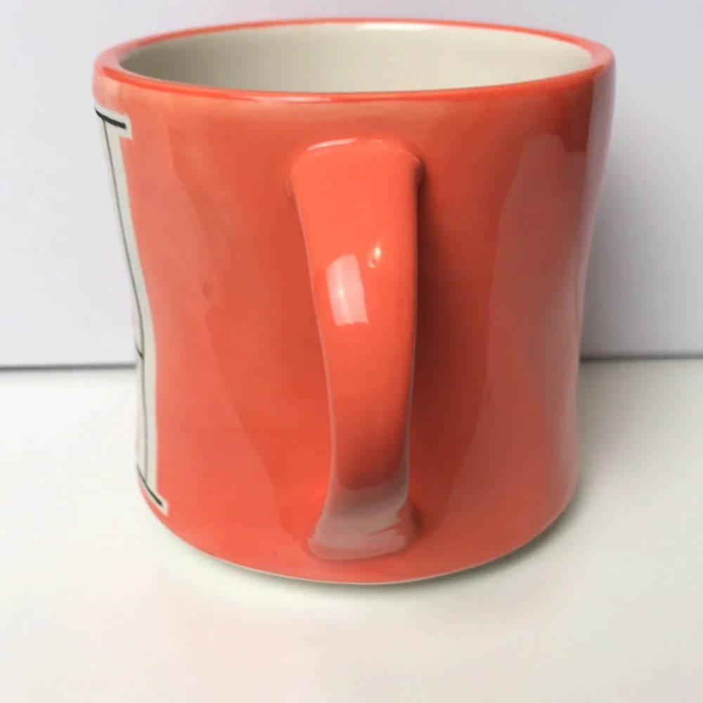 Anthropologie Orange ‘H’ Hand Painted Mug